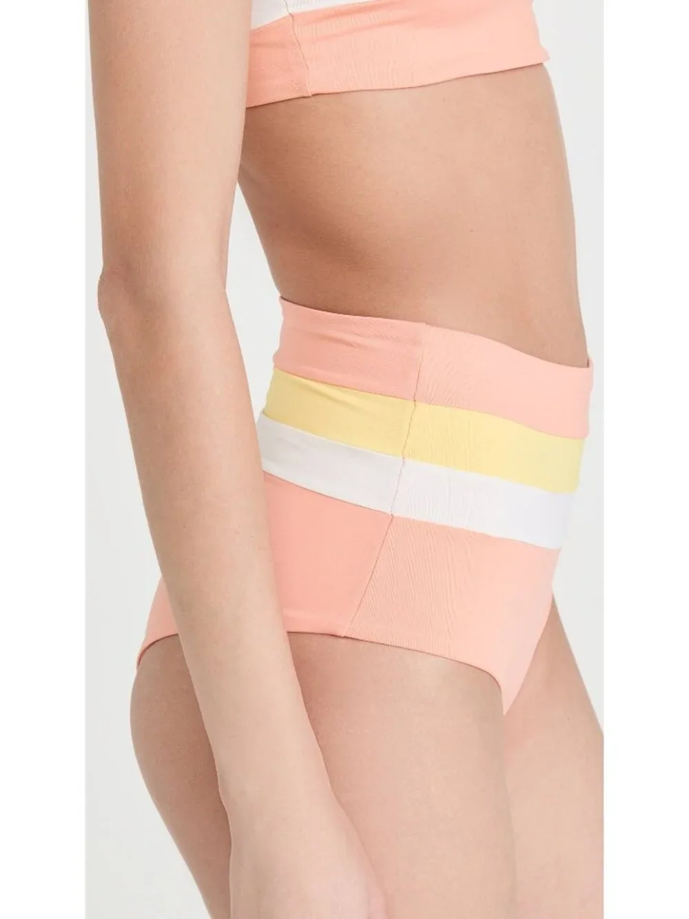 L*Space Portia Stripe Bikini Bottoms in Tangy/Lemon Drop/Cream New Womens